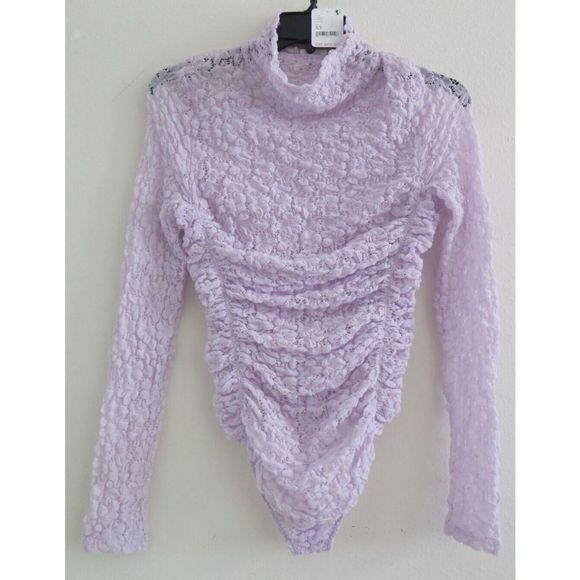 Free People Women's Sz XS Orchid Ice Day & Night Sheer Lace L/S Bodysuit $68+ - Picture 1 of 8